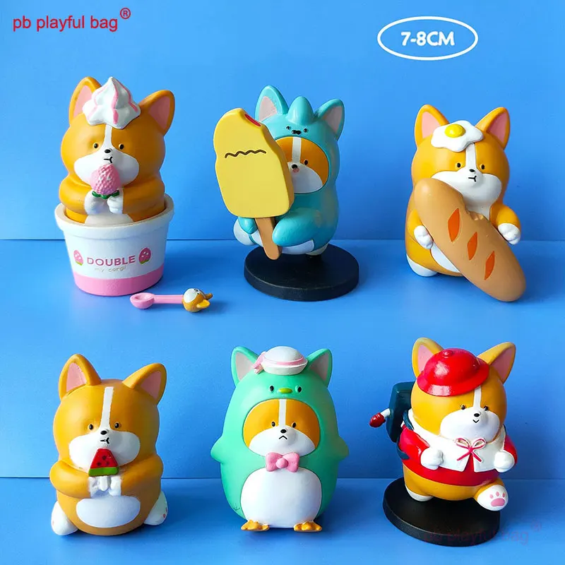 

PB Playful Bag 6 Little Corgi Ice cream bread delicious food Corgi shape Cartoon animal Children's toys and gifts Ornaments ZG89