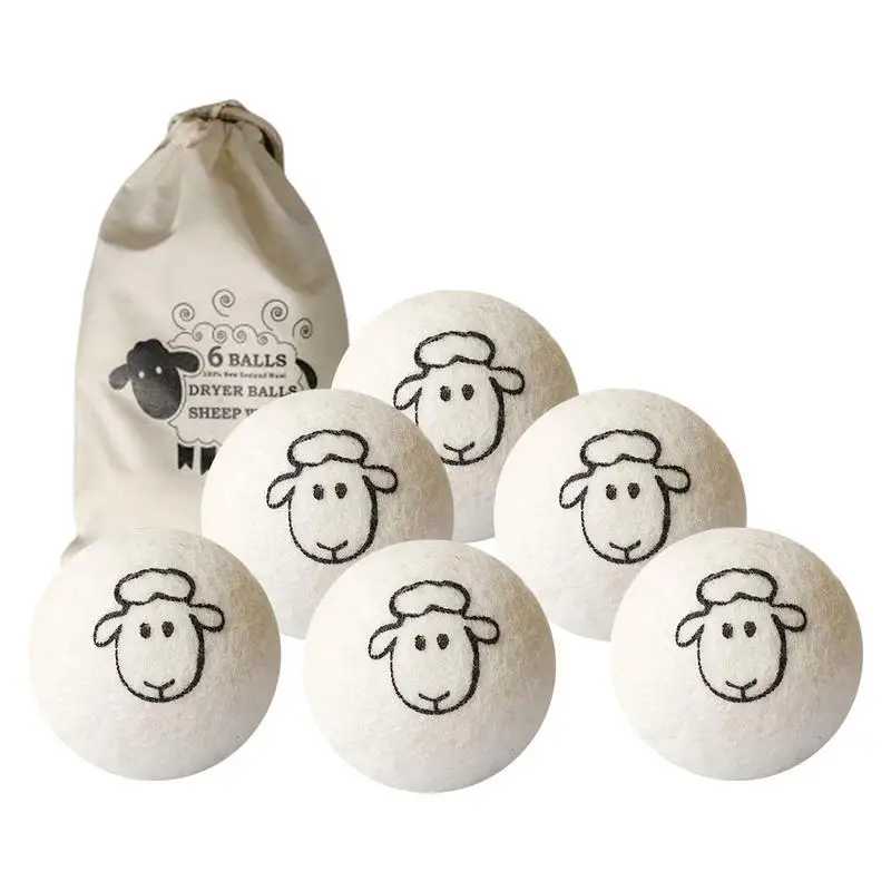 

Wool Dryer Balls 6 Pcs Wool Natural Organic Reusable Drier Balls Cartoon Dryer Supplies For Speed Up Dry Time Anti Clothing