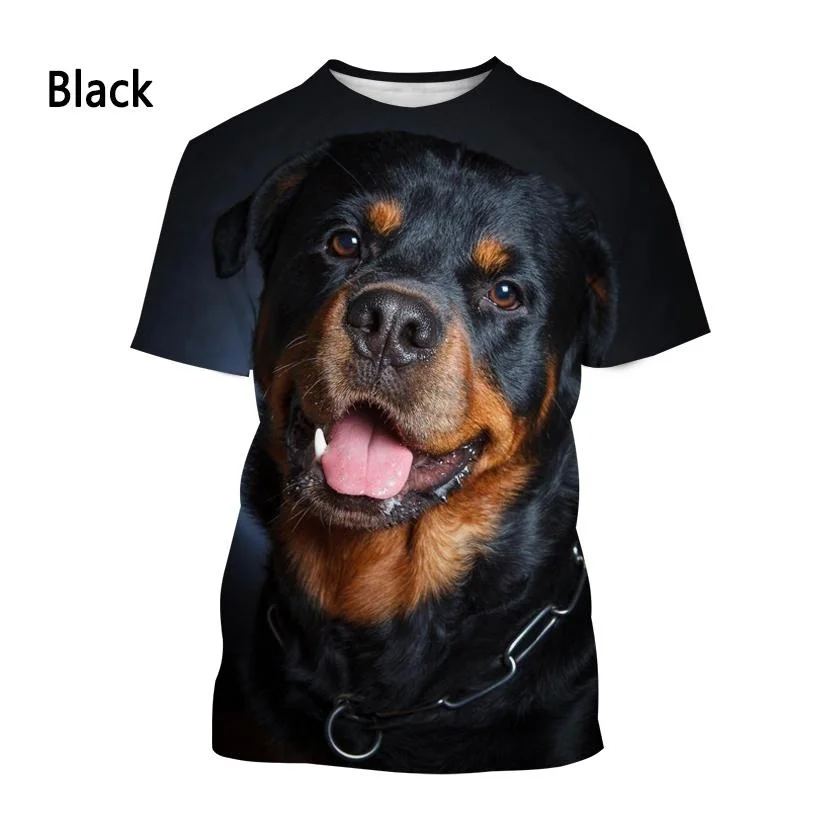 Мужская и женская модная футболка Rottweiler с 3D принтом летняя повседневная коротким
