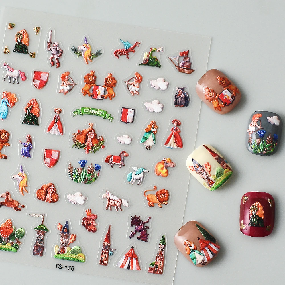 Животные Королевство 5D наклейки для ногтей имитация ленты