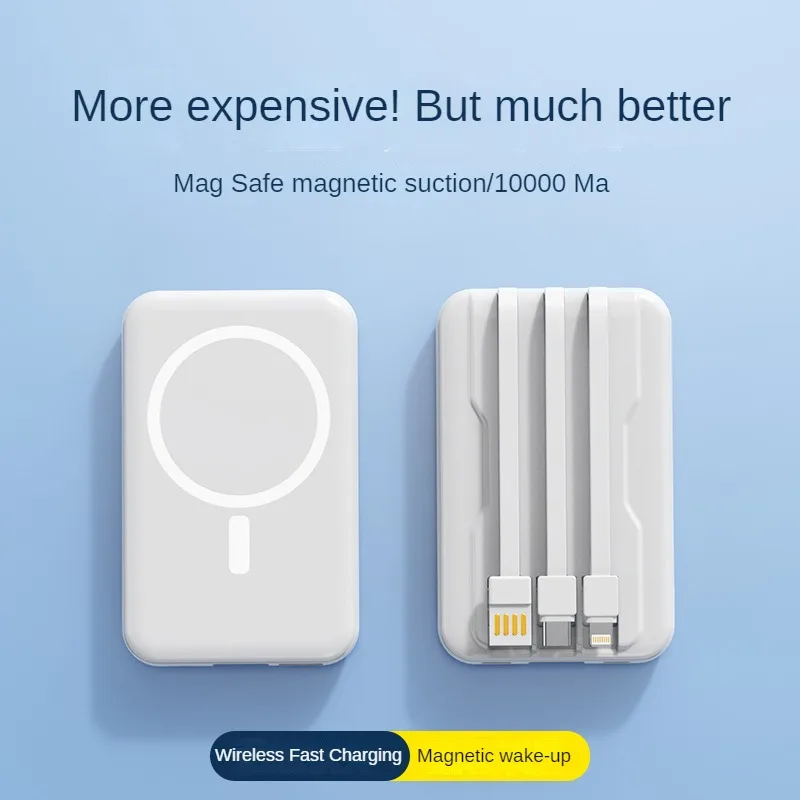 

Magnetic Wireless Power Bank 10000mAh with in Cables Fast Charging Portable External Battery Powerbank For iphone 13 14 Pro Max