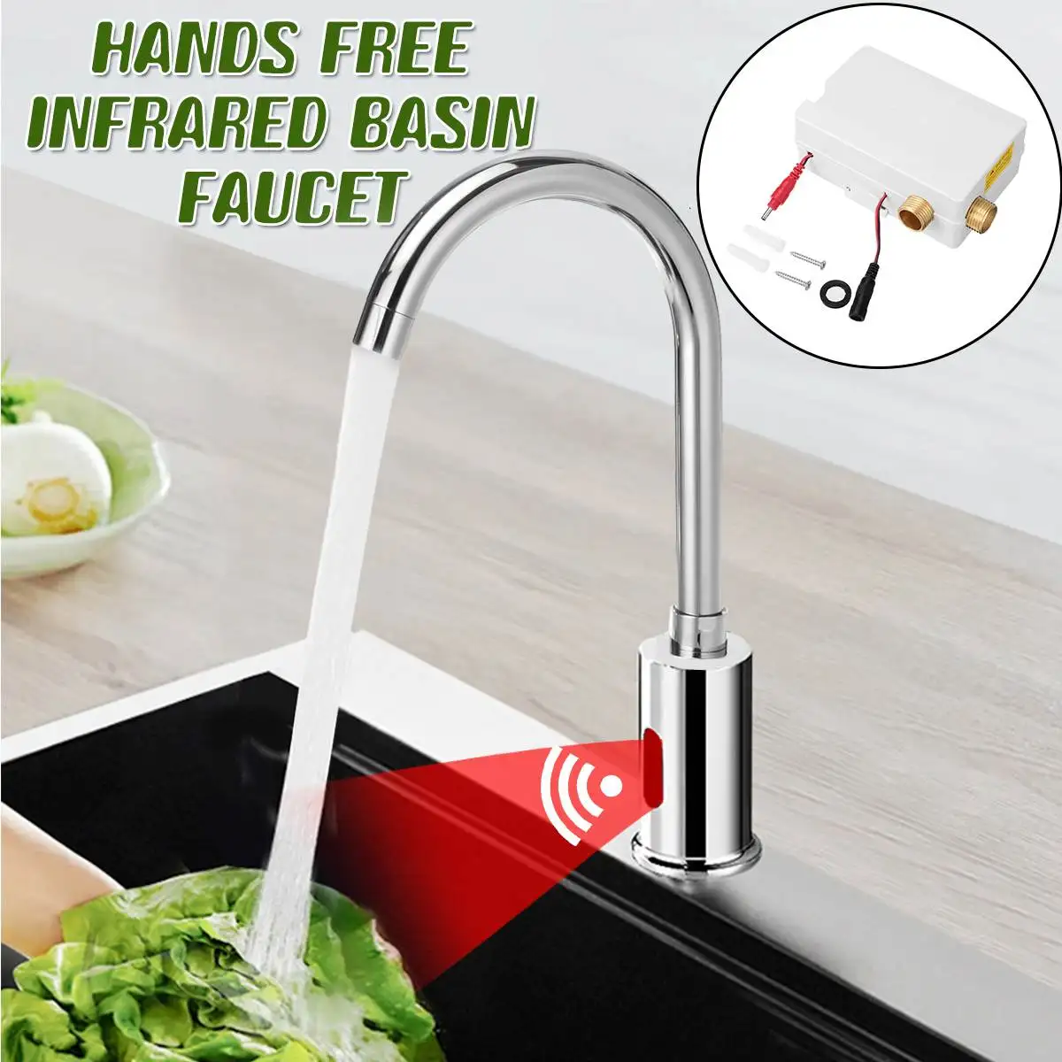 

Sensor Faucet Automatic Infrared Sensor Water Tap Kitchen Sink Faucets Deck Mount Smart Touchless Hands Free Single Cold Water