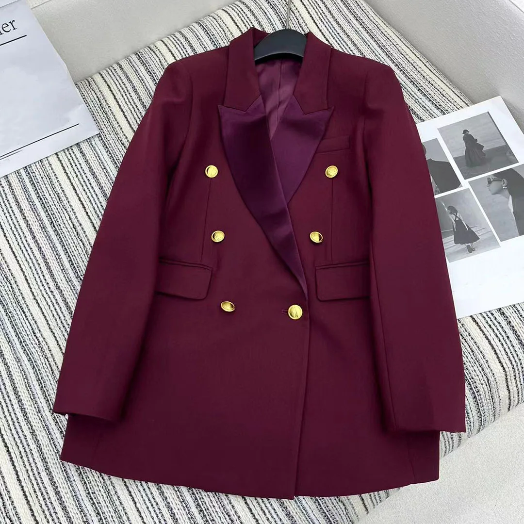 Женский блейзер с длинным рукавом элегантный подиумный пиджак золотыми