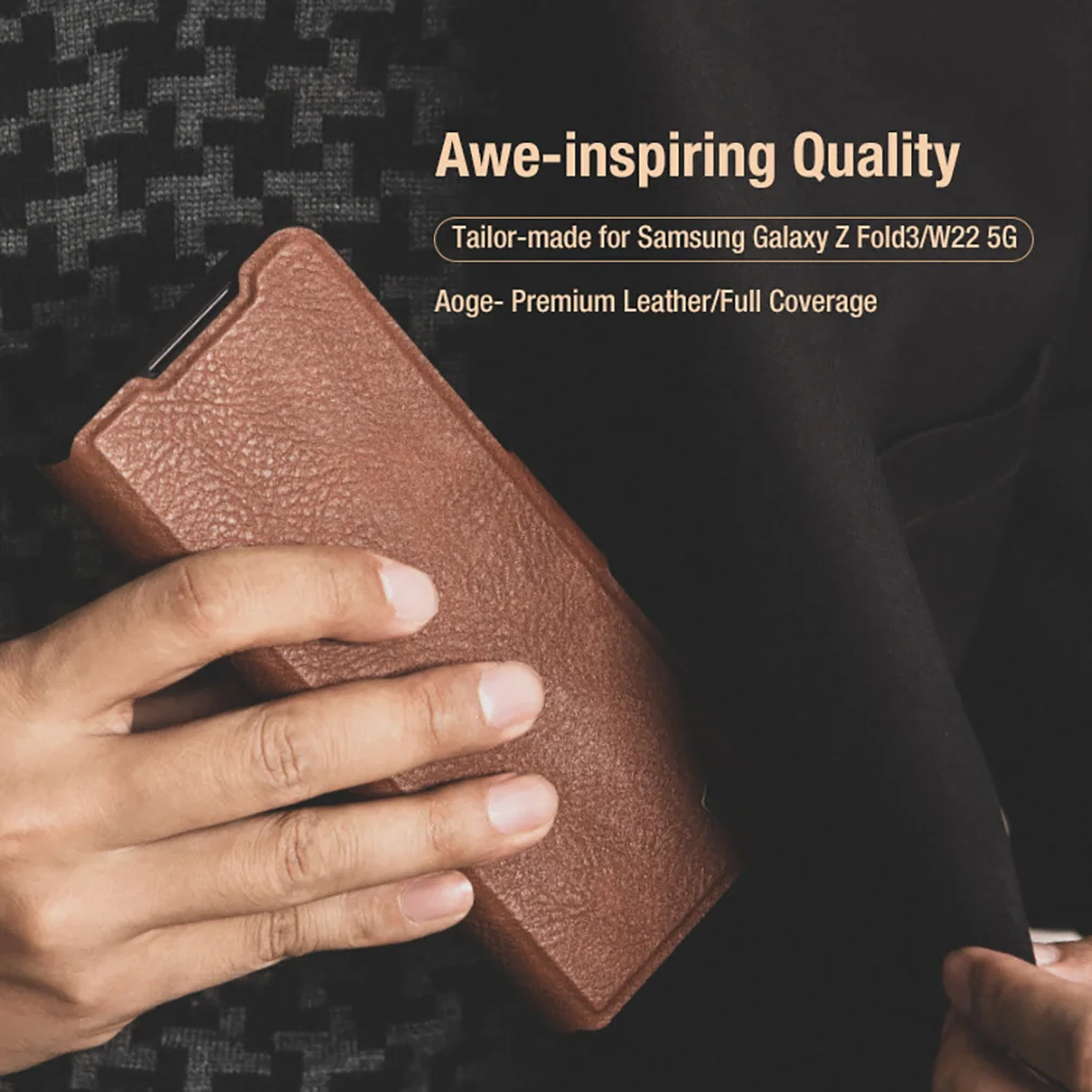 For Samsung Galaxy Z Fold 3 Case Nillkin Aoge Leather Hidden Bracket With Pen Slot Flip Case For Samsung Z Fold3 /W22 5G Cover