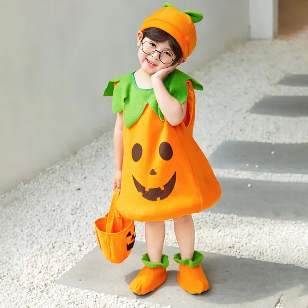 

1 Set Girls Dress Baby Halloween Dresses Pumpkin Dress Shoes Bags Hats Halloween Dress Up Kids Cosplay Prop Accessories