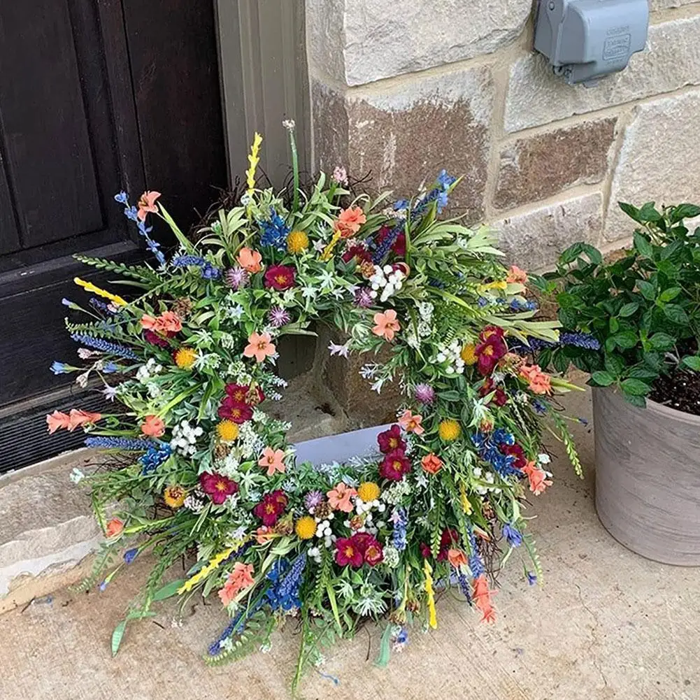 

Pendant Wall Garland Outdoor Artificial Colorful Texas Summer Decorative Flower Wreath Fake Wildflowers Wreath S6L1