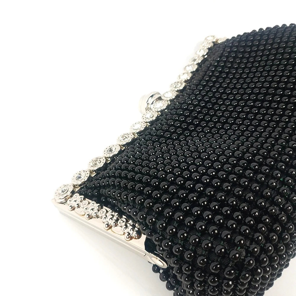 Fashion Beaded Evening Bag Hollow Frame Handbags Chains Shoulder Crossbody Bags for Women Luxury Wedding Purses Clutch Ladies