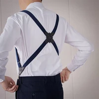 Fashion Vintage Suspenders for Adult Women Men 2.5cm Wide Cross-Over Back 2 Side Clips Adjustable Elastic Trouser Brace Straps