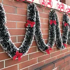 Рождественская гирлянда 2 м, украшение для дома, вечерние, стены, двери, бара, топы, лента, Рождественская елка, украшения, мишура, полоски с бантом