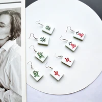 creative acrylic chinese mahjong dice drop earrings for women girls fashion exaggerated funny dangle earrings party jewelry