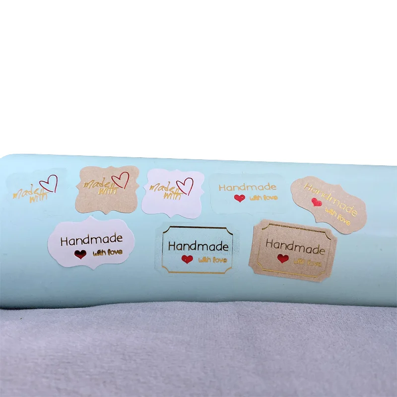 

1200 шт./партия, многоугольные наклейки с надписью «Handmade With Love»