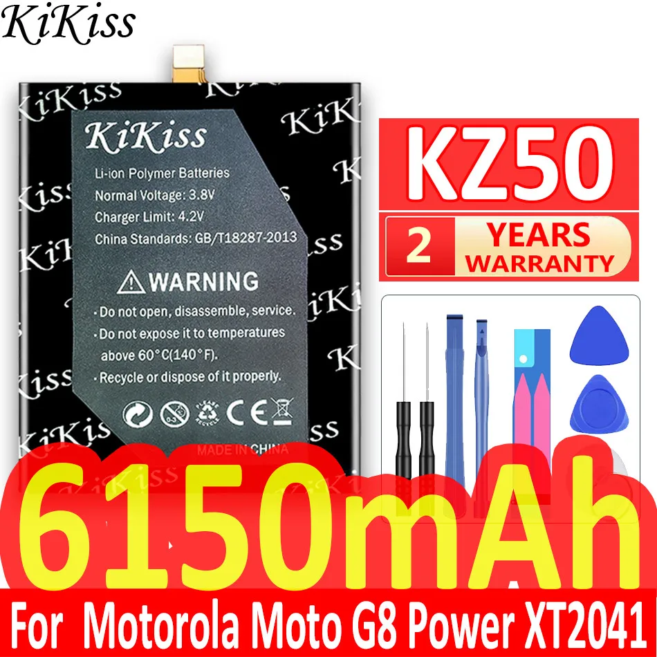

KiKiss 6150mAh KZ50 Battery for Motorola Moto G8 Power XT2041 Moto G8 Moto One Zoom XT2010-1 Batteries + Repair Tools Kit