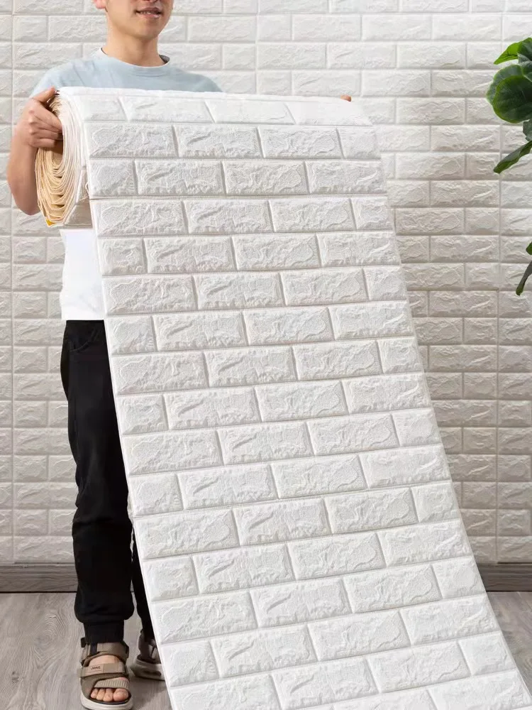 

Самоклеящиеся 3D-обои 70 см * 1 м, непрерывные водонепроницаемые настенные наклейки с имитацией кирпича, для гостиной, спальни, детской комнаты...