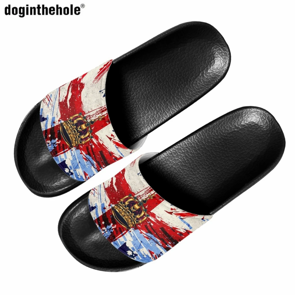

Doginthehole Union Jack, дизайнерские тапочки с короной для женщин, модные новые летние уличные пляжные сандалии, домашние Нескользящие тапочки на плоской подошве