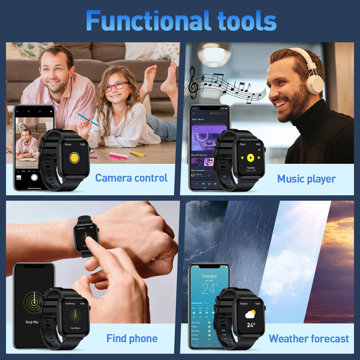 LIGE Смарт-часы для мужчин Bluetooth с вызовом цифровой полный сенсорный экран