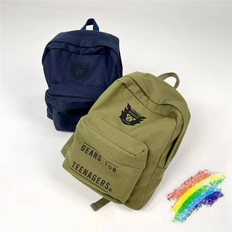 

New Human Made Canvas Backpack 1:1 Men Women Functional Human Made Bag