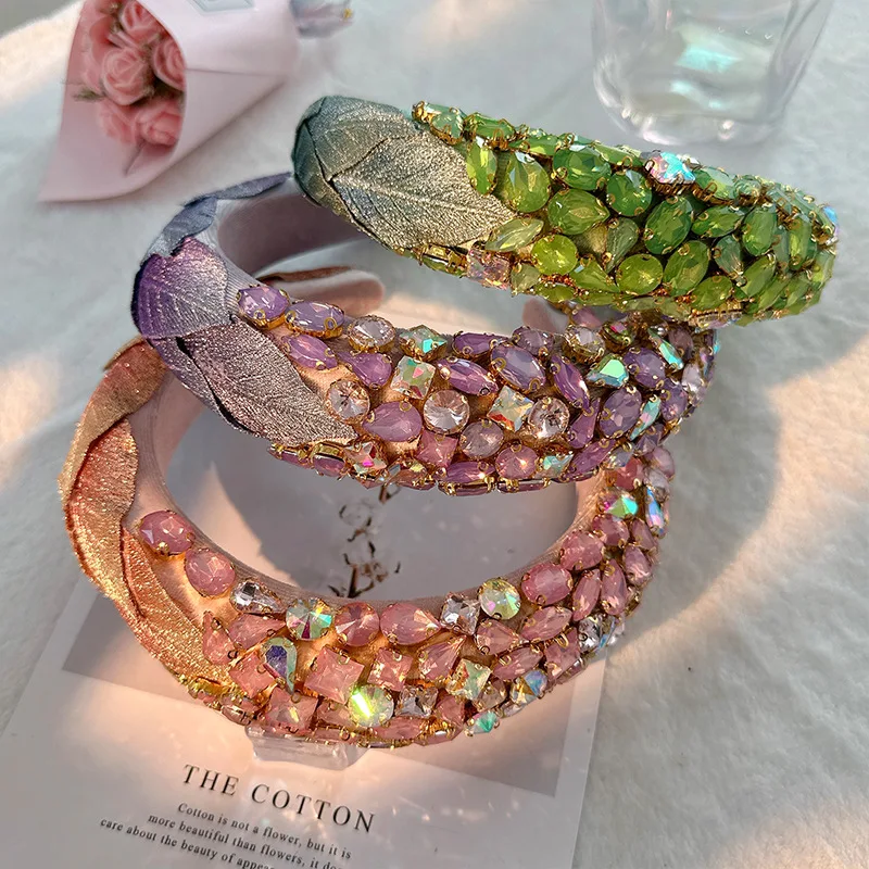 

Vintage Leaf Diamond-encrusted Design Hair Jewelry Handmade Fashion Personality Accessories Holiday Clothes Match Hair Band