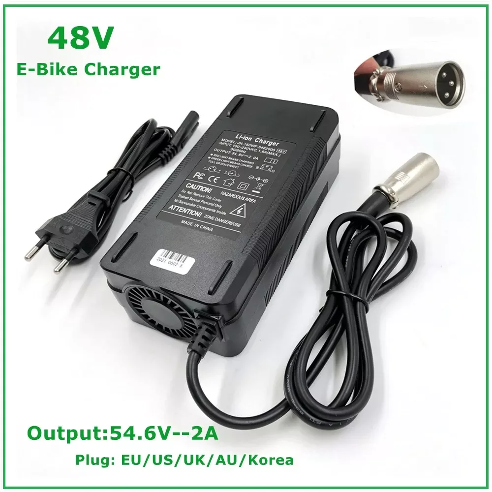 

54.6V2A Charger 54.6v 2A Electric Bike Lithium Battery Charger for 48V Li-ion Lithium Battery Pack XLR Plug 54.6V2A Charger