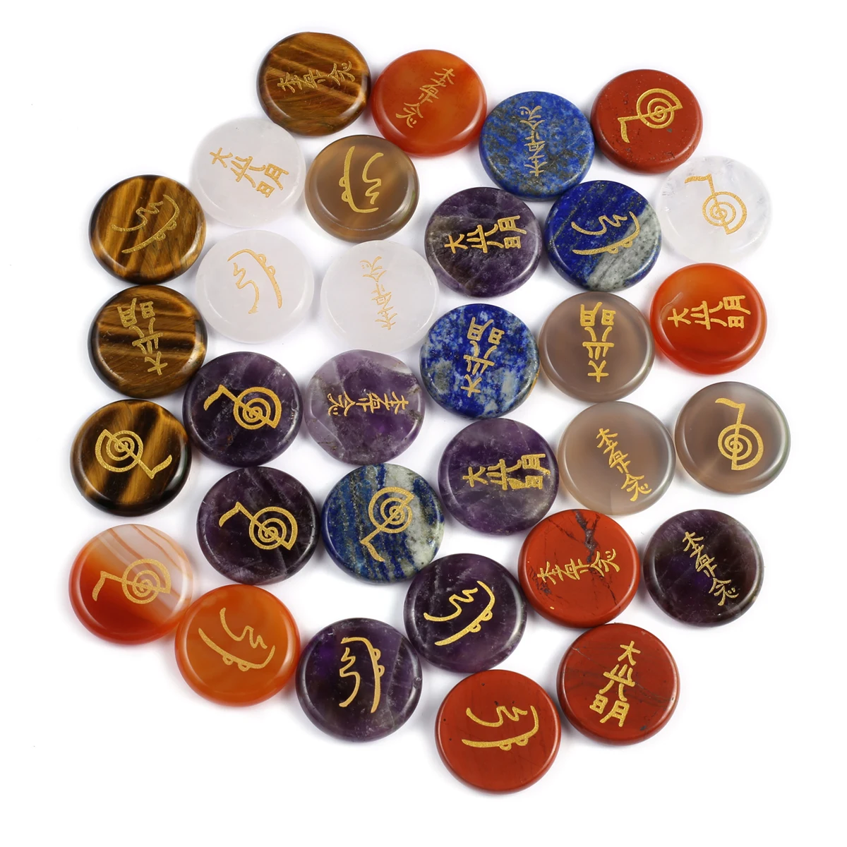 Круглые бусины из натурального камня, Исцеляющие чакры, незакрепленные бусины для изготовления ювелирных изделий «сделай сам», ожерелья, браслета, аксессуары, 25x25x6 мм, 4 шт.