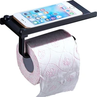 bathroom toilet paper holder drill free wall mounted aluminum alloy tissue mobile phone storage rack household accessories