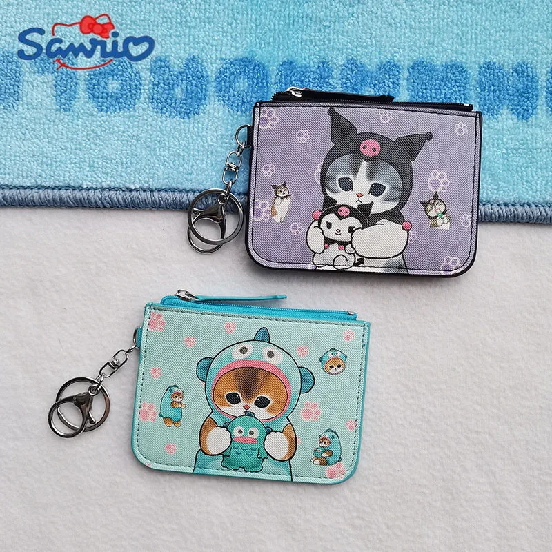 Sanrio кошка из ПУ кожи Милая Hello Kitty Kuromi аниме кошелек Kawaii Cinnamoroll помпон пурин