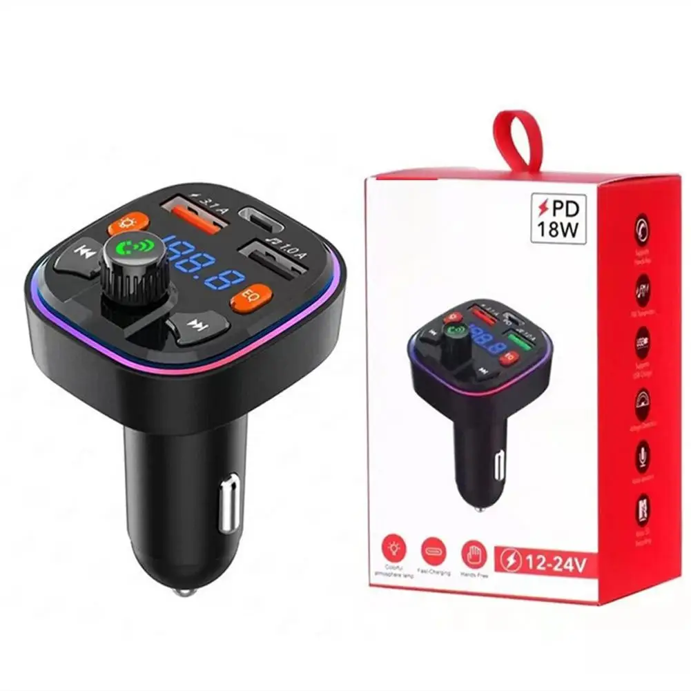 Mp3 Audio Player Bluetooth-compatible Hands-free Fm Transmitter Multi-functional Fast Dual Usb Charger For Iphone