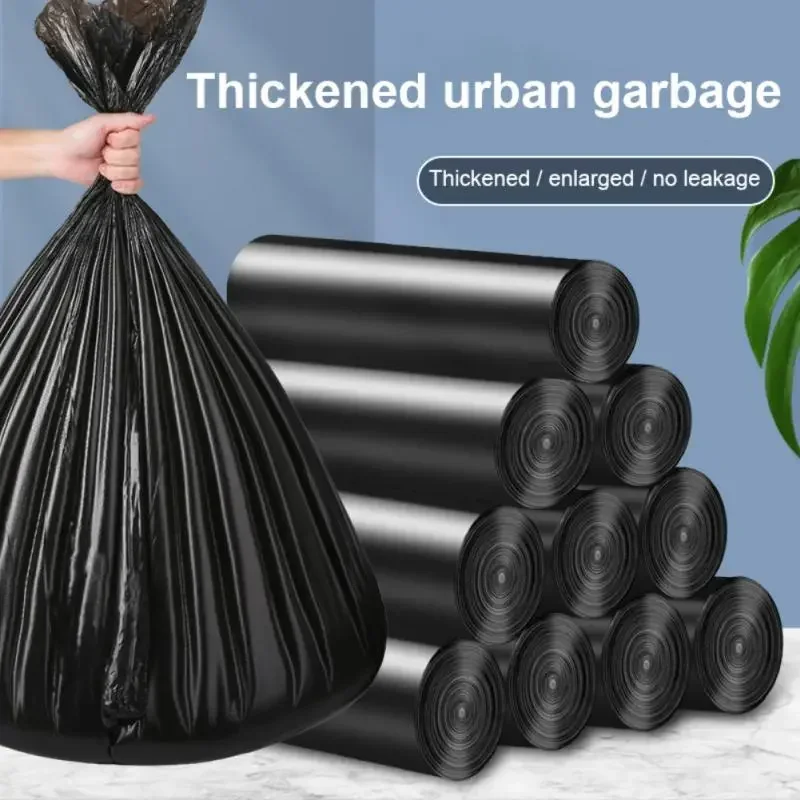

Bag Disposable Thickened Black Bag Waste Large Bags 15pcs/1roll Pouch Trash Trash Cleaning Kitchen Portable Household Garbage