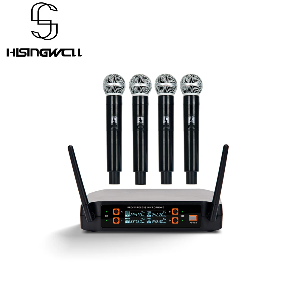 

HISINGWELL 4 Channel Professional Wireless Handheld Microphone For Karaoke Meeting KTV Portable Electronics