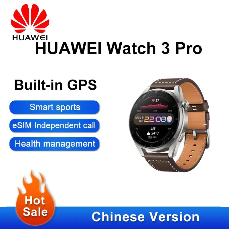 

2021 New HUAWEI WATCH 3 Pro 48mm SmartWatch eSIM Independent Call Heart Rate Tracker Smart Watch GPS Health Monitoring Watch