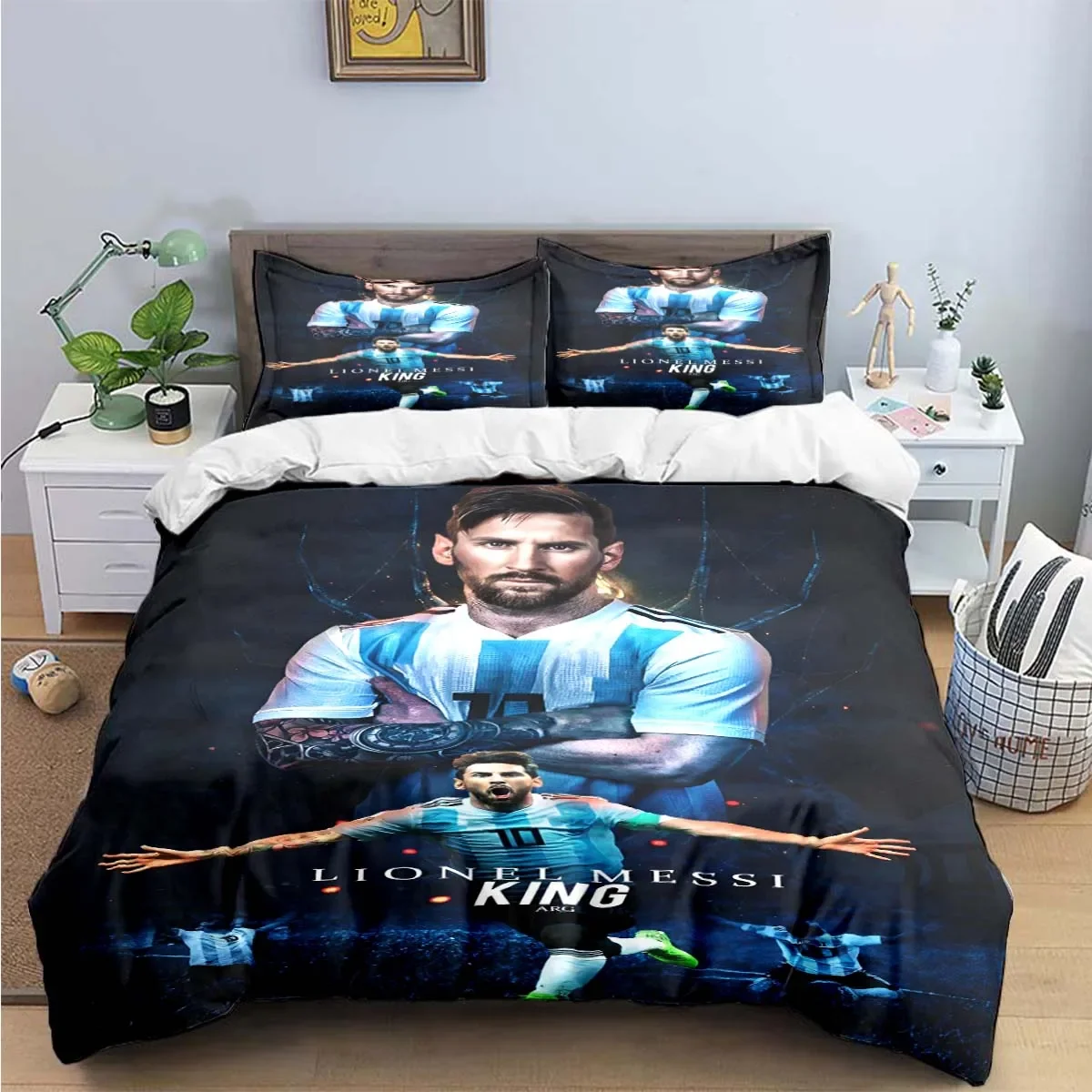 Модный комплект постельного белья с принтом «Футбольная звезда» M-Messi R-Ronaldo, пододеяльник, одеяло, кровать для молодежи, роскошный подарок для девочек и мальчиков (art.: 3920cd62c5bd8) - 3920cd62c5bd8
