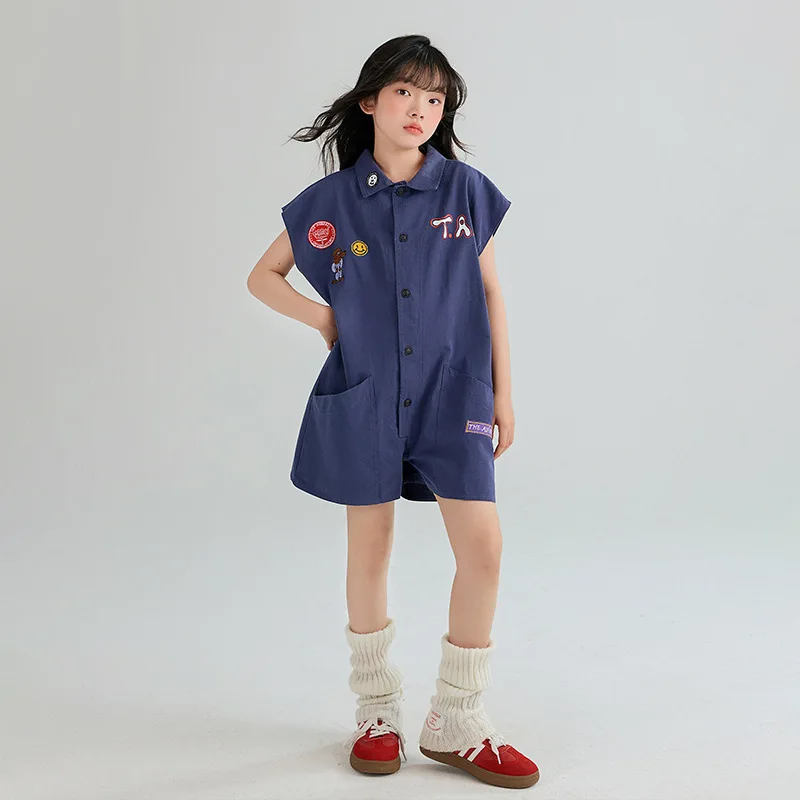

Summer Girls One-Piece Suit Denim Jeans Overalls 8 10 years Cartoon Baby Jumpsuits Fashion Casual Teenage Girs Outfits