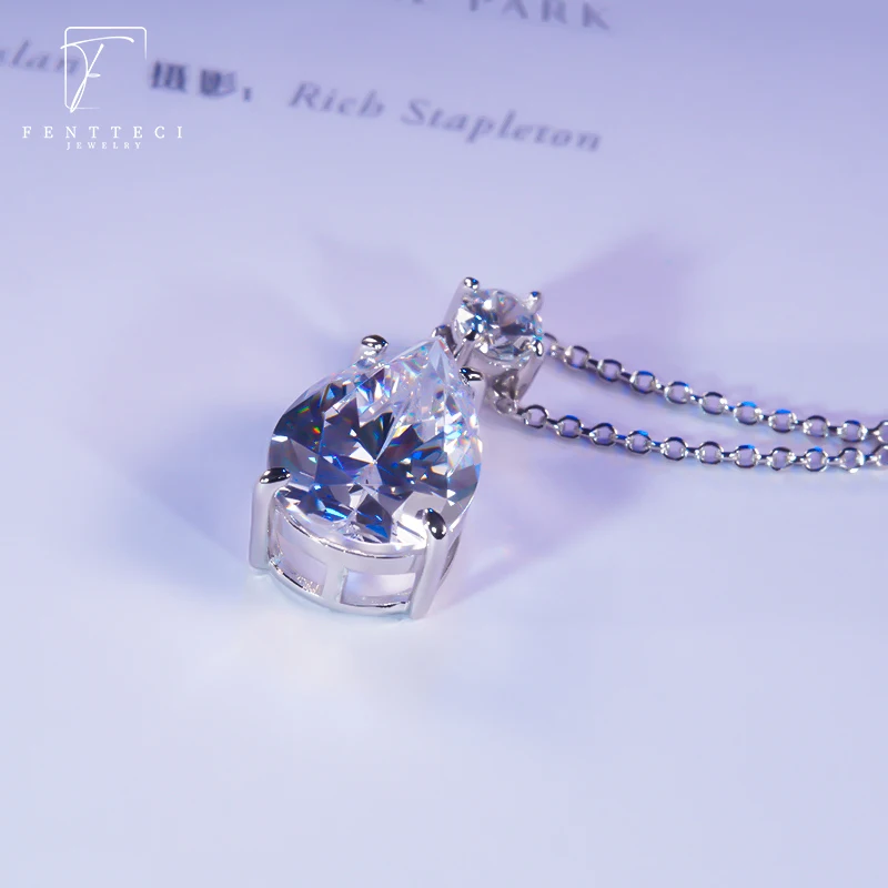 925 Sterling Silver Moissanite 9ct Dove Egg Simulation Diamond Water Drop Necklace Oval Pendant Female Banquet Fine Jewelry