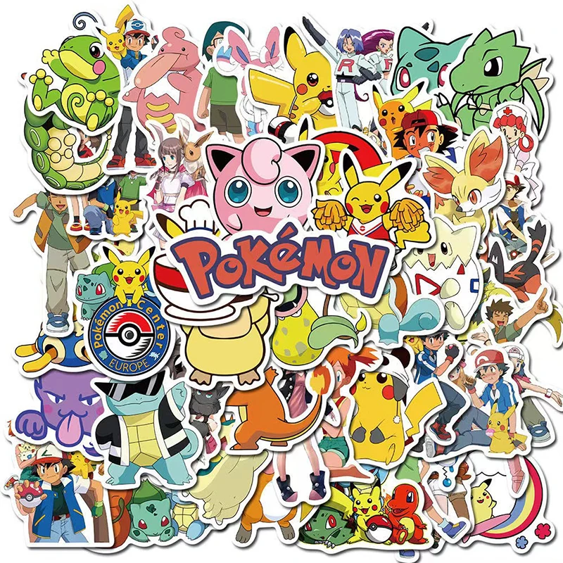 

10/50pcs Pokemon Cartoon Stickers Cute Waterproof Laptop Scrapbook Phone Stationery Decals Kids Boys Girl Sticker Birthday Gifts