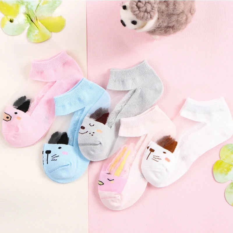 

5 pairs / lot Baby socks Mesh children socks Summer Cool Breathable Ice Knitted Baby Socks Short Half Ankle Cute Socks lot Pairs