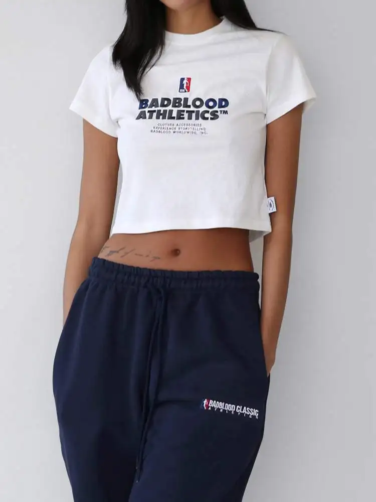 

2022 Summer New Women Tops Sports Cropped Round Neck T-shirts