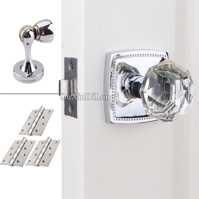 

Luxury European American Crystal Knobs Privacy Door Lock Set Double Door Lock Entry Bedroom Bathroom Silent Door Locks Keyless