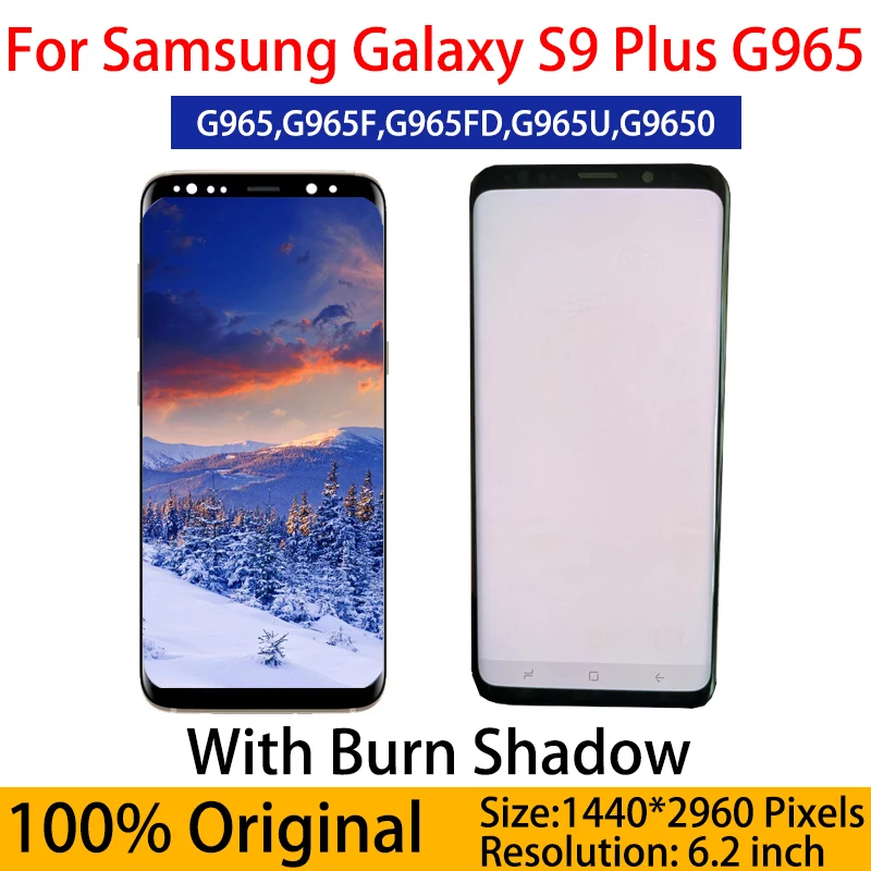 

Оригинальный Super AMOLED дисплей burn shadow для SAMSUNG Galaxy S9plus, ЖК-дисплей, сенсорный экран, дигитайзер S9 Plus G965, запасные части