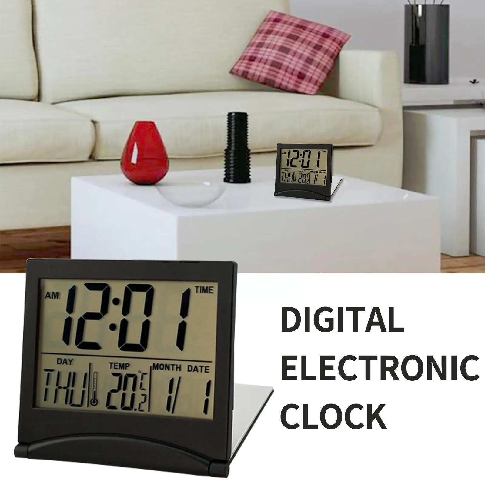 

Electronic Folding Lcd Digital Alarm Clock Desktop Clock Table Station Travel Desk Hygrometer Temperature Mini Weather Cloc T3e6