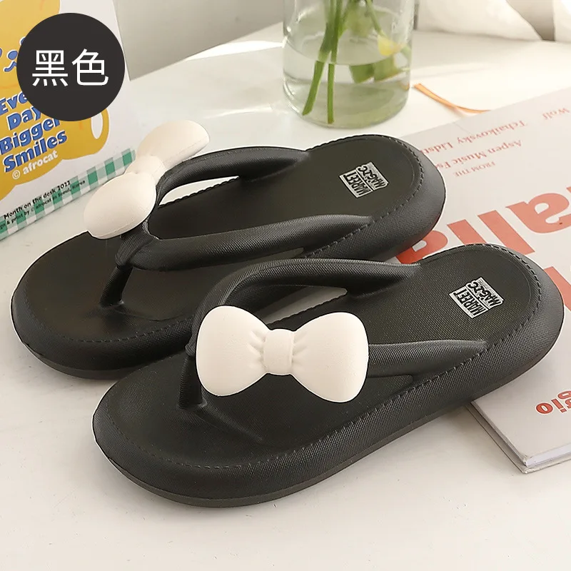 Ins Hot Cute Bow Sandals Women Slippers Fashion Anti-slip Beach Pinch Foot Slippers for Women Seaside Thick Sole Sandals Shoes
