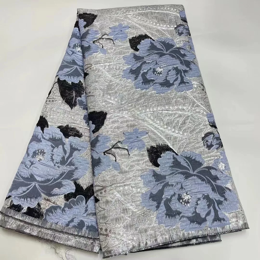 

2022 Latest French Brocade Gilding Lace Fabric High Quality African Jacquard Embroidery Fabric For Women Prom Birthday Dresses