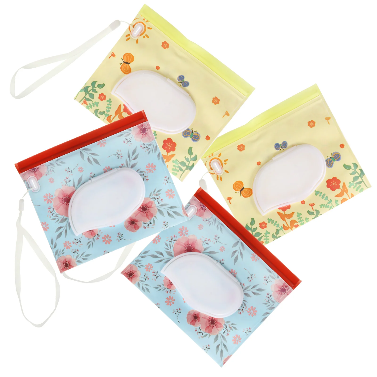 

4 Pcs Wet Wipes Packing Bag Tissue Holder Outdoor Case Portable Facial Clamshell Snap Strap Baby Nappy Bracket Disposable towel