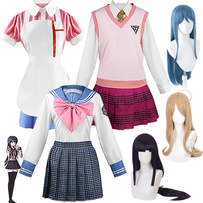 

Косплей Kaede из аниме «данганронпа», клетчатая короткая юбка в клетку, Униформа с париком для кампуса, костюм для взрослых