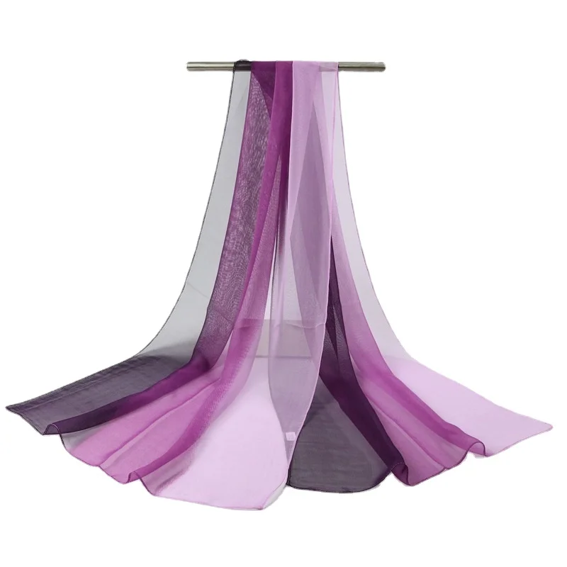 

Women Luxury Scarf Gradient Silk Scarf Georgette Transition Color Tulle Body Training Dance Silk Scarf 160*50cm Fashion Scarf