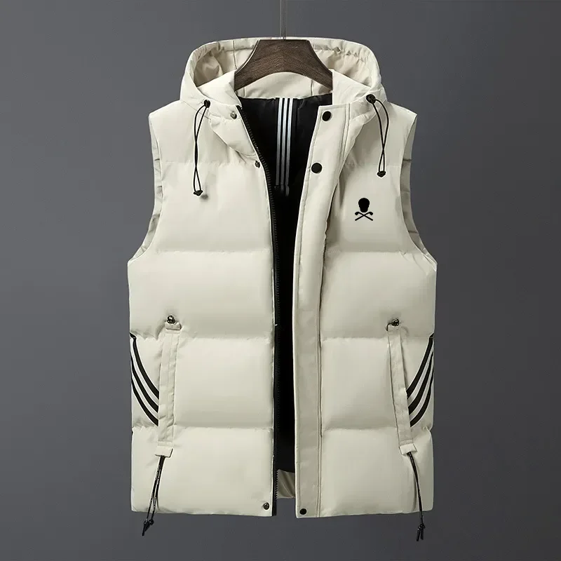 

Winter Golf Jackets Vest for Men 2024 Down Cotton Windproof Warm Golf Wear Hooded Waistcoat Men's New Fashion Loose Jacket Coats