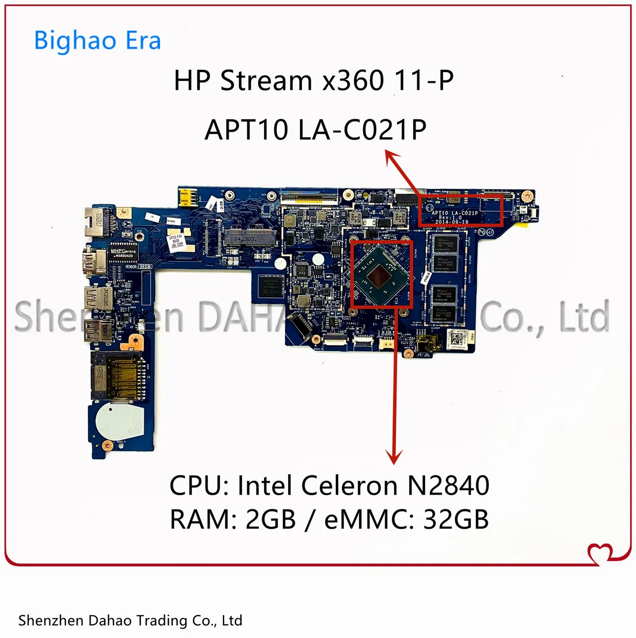 

Материнская плата для ноутбука HP Stream X360 11-P 11-P010CA, 794299-001, 795736-001, с процессором Intel N2840, 2GB-RAM 32G-eMMC
