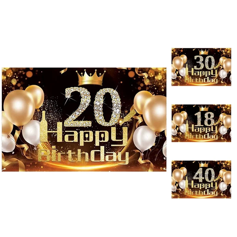 

Birthday Decoration, Birthday Boy Girl Black Gold Banner Birthday Decoration Girl Birthday Background