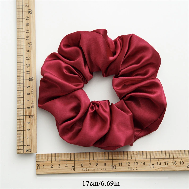 

Korean Woman Big Elegant Silk Elastics Hair Band Girls Solid Color Scrunchies Hair Ties Ladies Ponytail Hold Hair Accessories