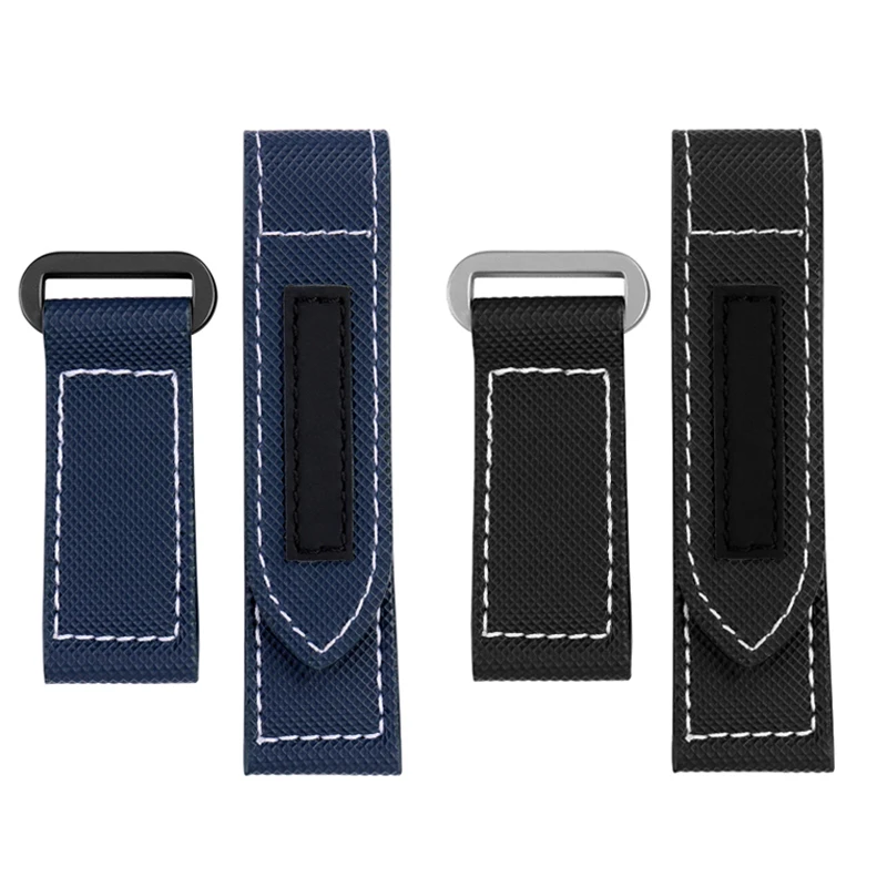 24mm High Quality Nylon Fabric Watch Band Fit for Panerai Luminor PAM01118 Army green Canvas Genuine Leather Strap Bracelet