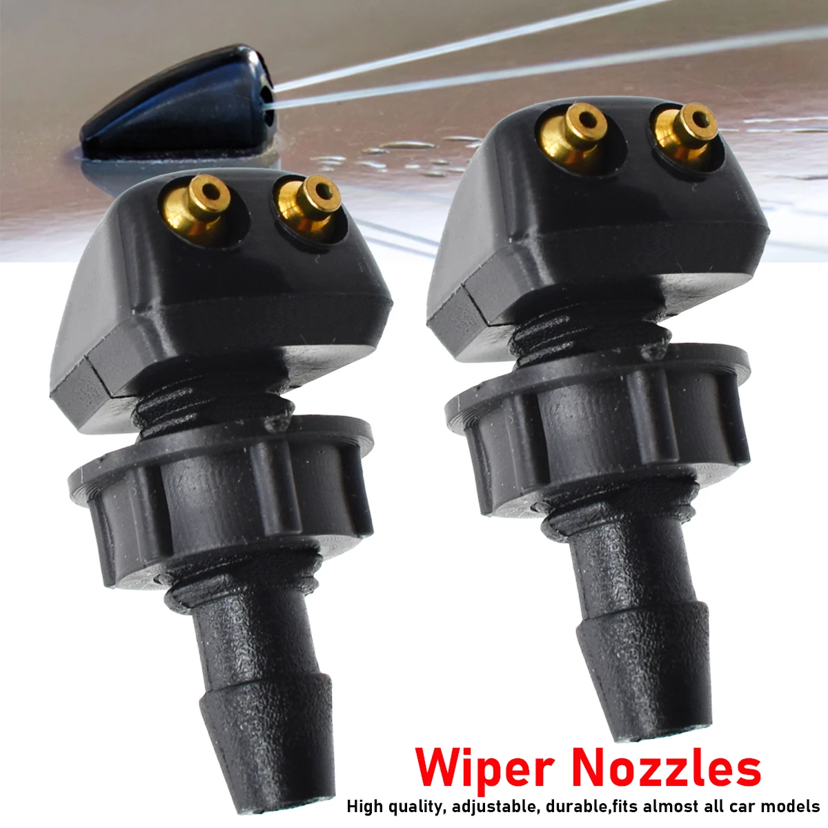 

2x Universal Front Windshield Washer Wiper Nozzle Sprayer Sprinkler Water Spout Outlet For Toyota Mazda Hyundai Vauxhall Fiat VW