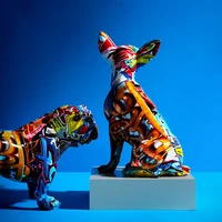 colorful bulldog puggy crafts statue creative watermark chihuahua resin ornaments simple living room office ornaments home decor